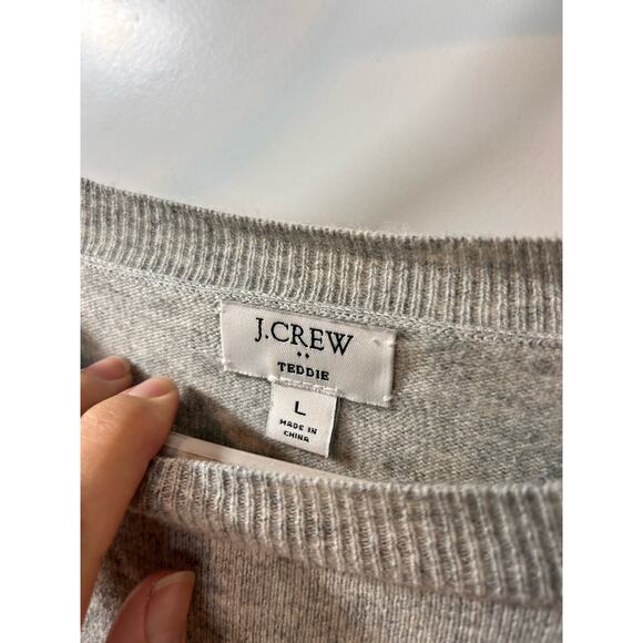 J. Crew Women’s Heather Wool Knit Crewneck Sweater Pullover Gray Size Large - Picture 7 of 11